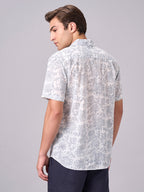 Men's Blue 100% Cotton Regular Fit Shirt