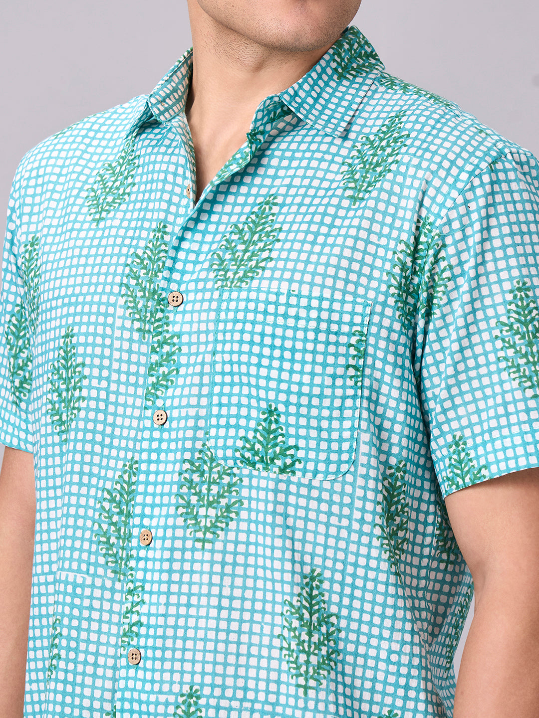 Men's Green 100% Cotton Regular Fit Shirt