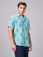 Men's Green 100% Cotton Regular Fit Shirt