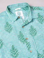 Men's Green 100% Cotton Regular Fit Shirt