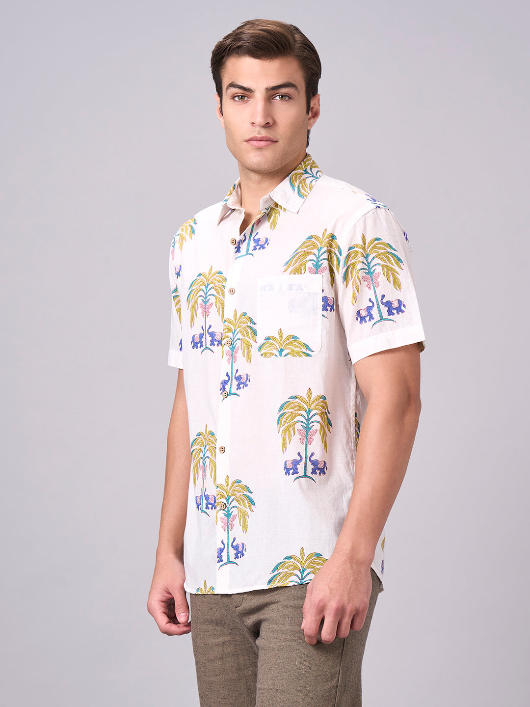 Men's Natural 100% Cotton Regular Fit Shirt