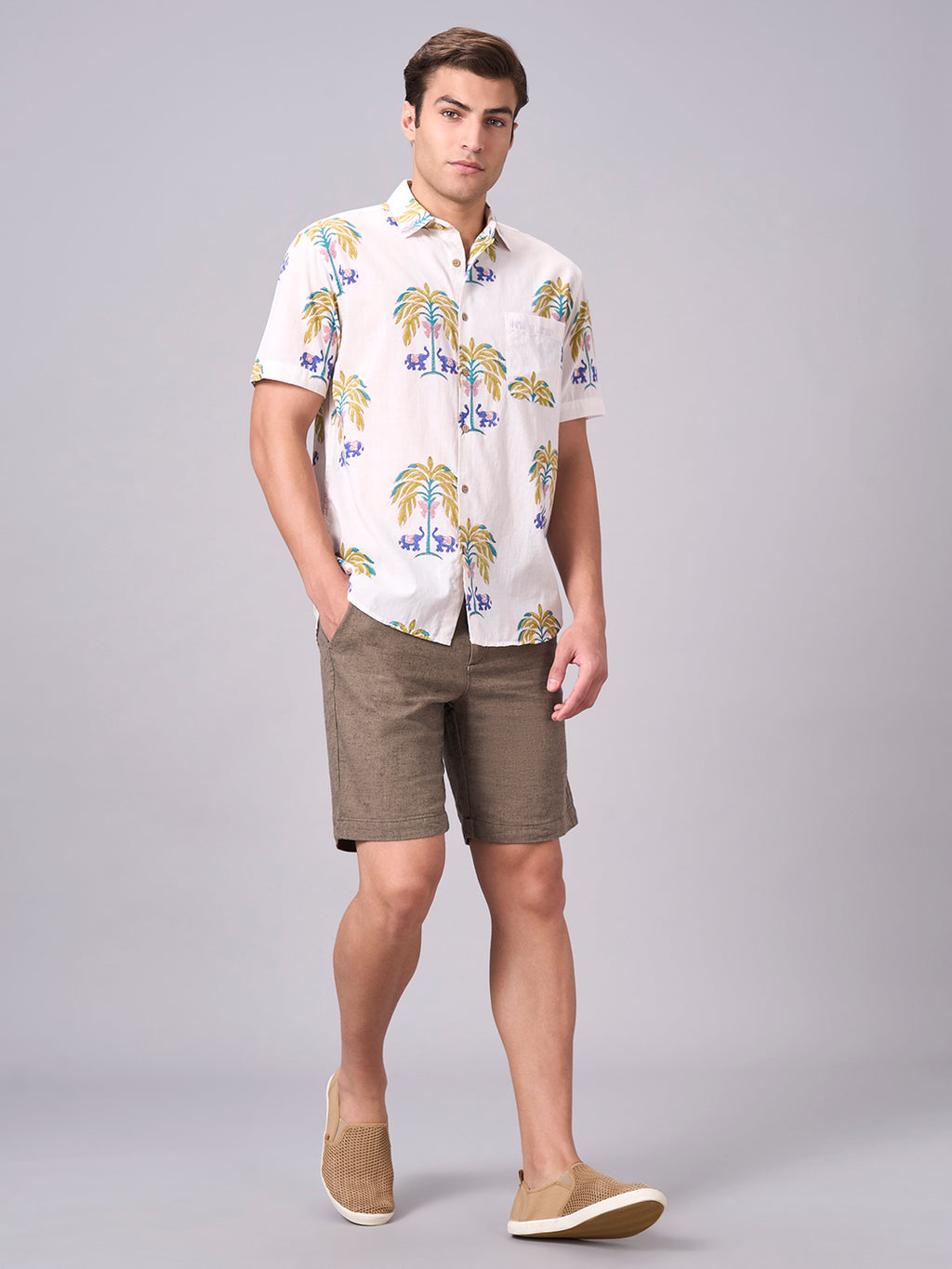 Men's Natural 100% Cotton Regular Fit Shirt