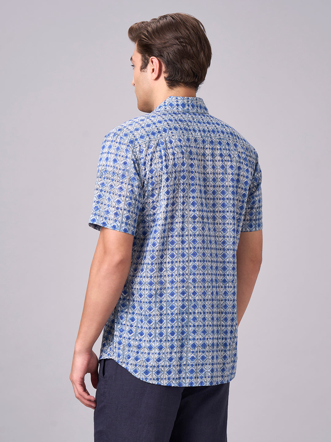 Men's Navy 100% Cotton Regular Fit Shirt