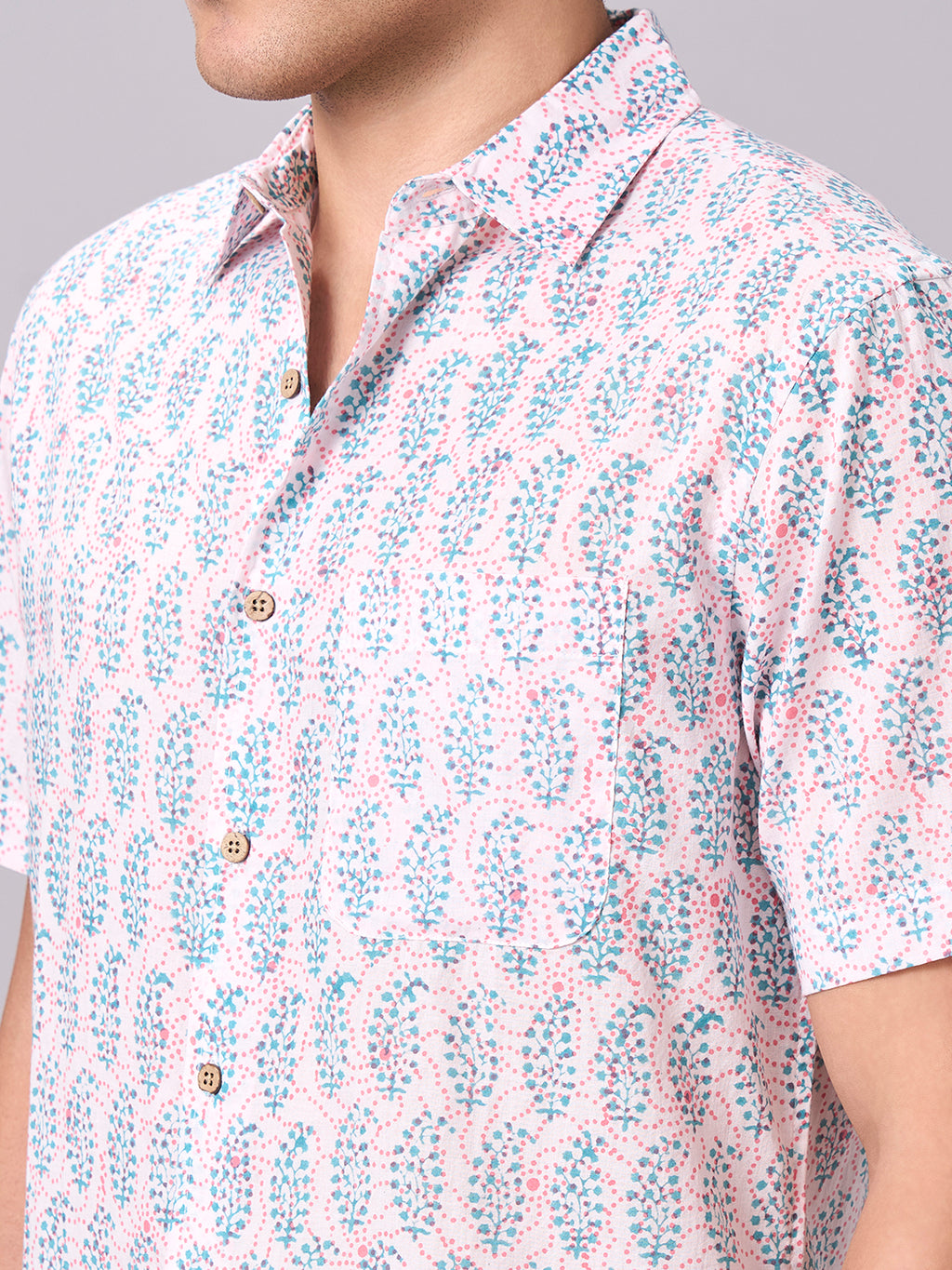Men's Pink 100% Cotton Regular Fit Shirt