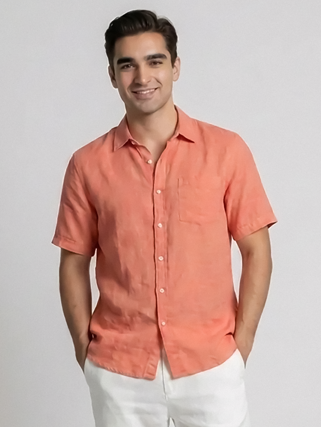 Men's Brick 100% Linen Regular Fit Shirt