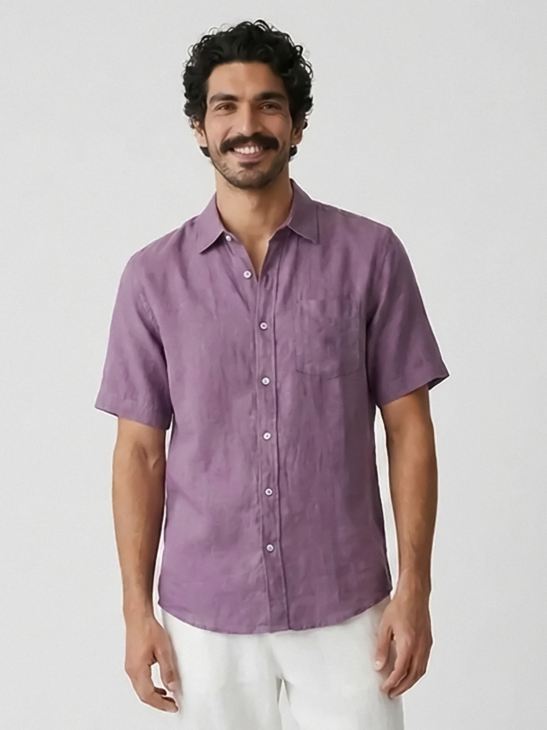Men's Grape 100% Linen Regular Fit Shirt