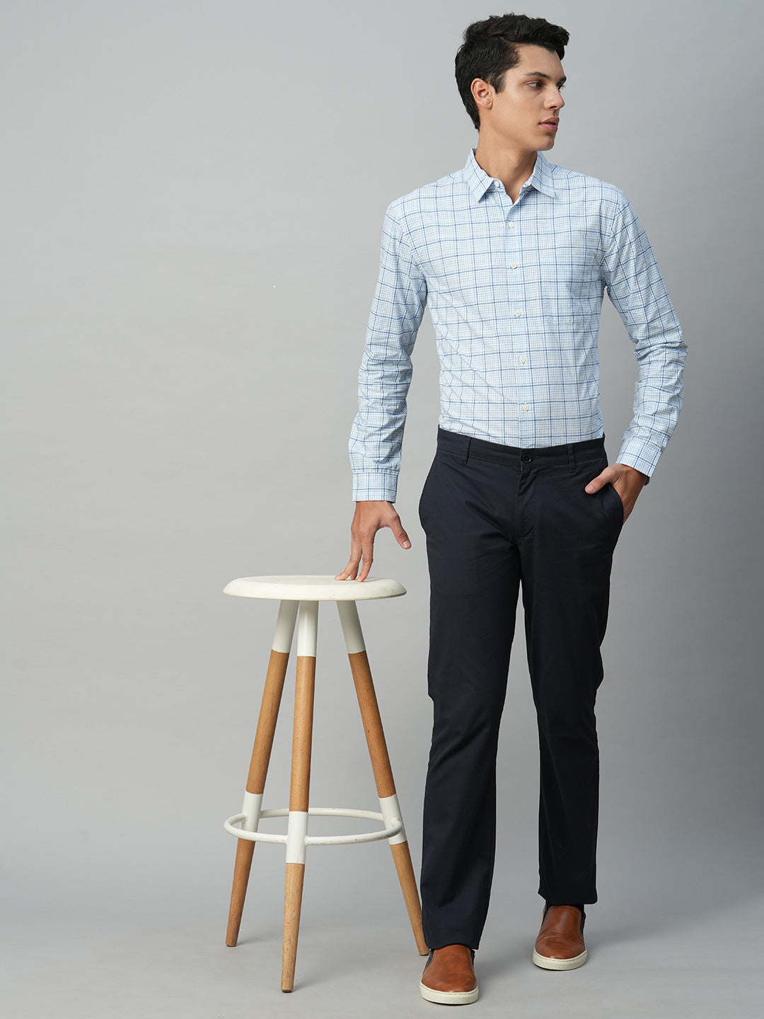 Men's Blue Cotton Regular Fit Shirt