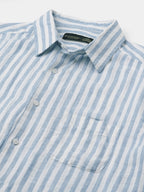Men's Blue 100% Linen Regular Fit Shirt