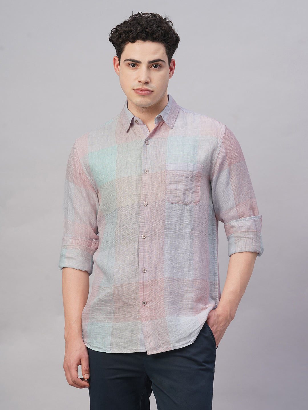 Men's Multi 100% Linen Regular Fit Shirt