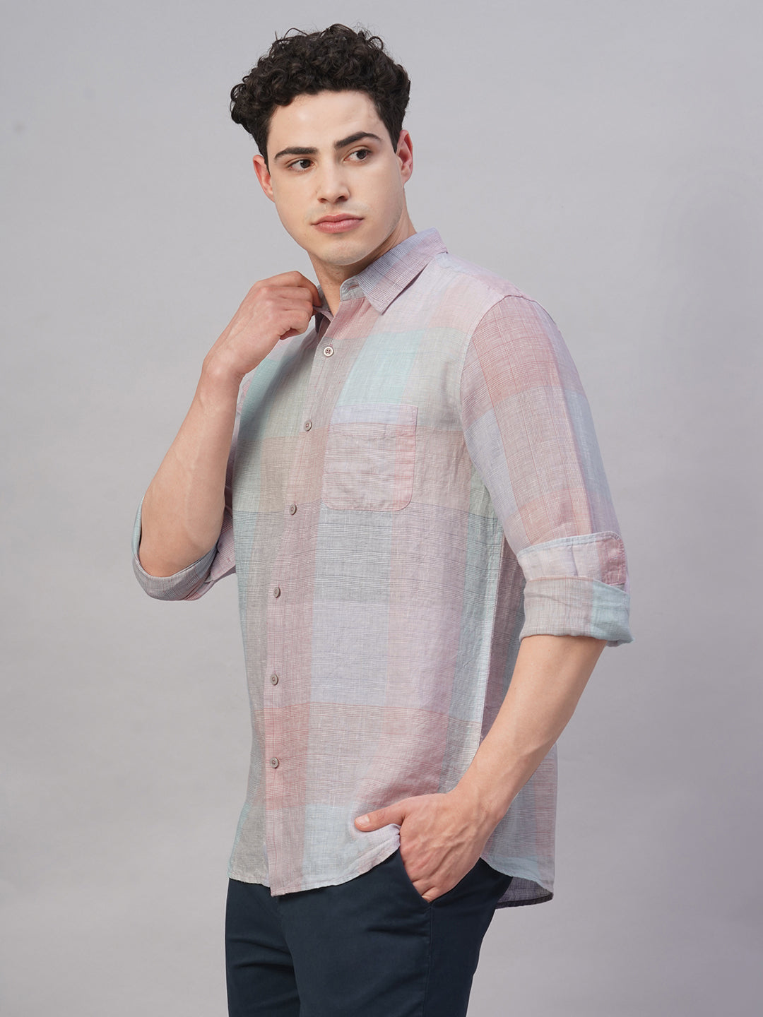 Men's Multi 100% Linen Regular Fit Shirt
