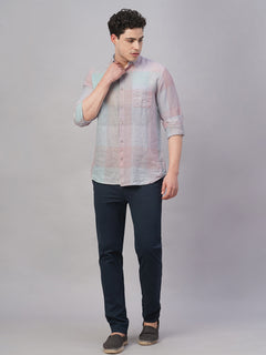 Men’s Linen Regular Fit Pastel Check Shirt Multi