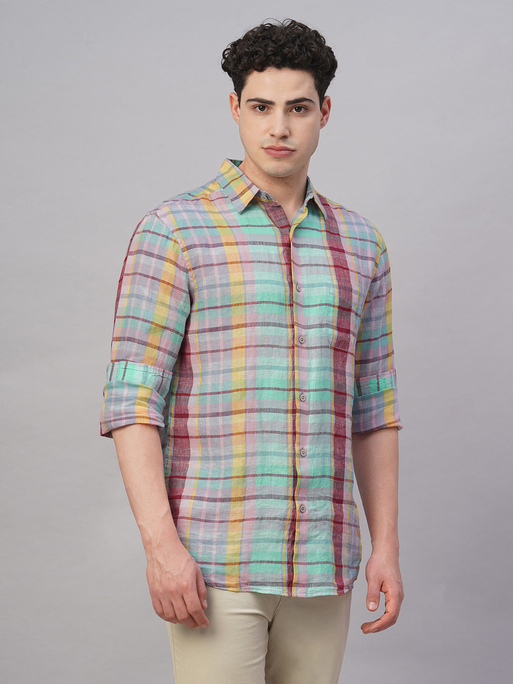 Men's Multi 100% Linen Regular Fit Shirt