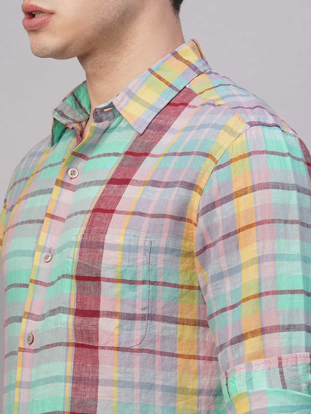Men's Multi 100% Linen Regular Fit Shirt
