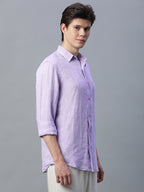Men's Lilac 100% Linen Regular Fit Shirt