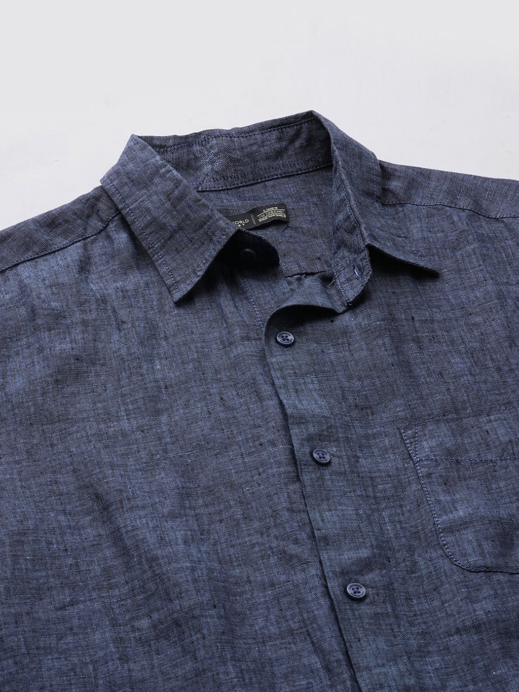 Men's Navy 100% Linen Regular Fit Shirt