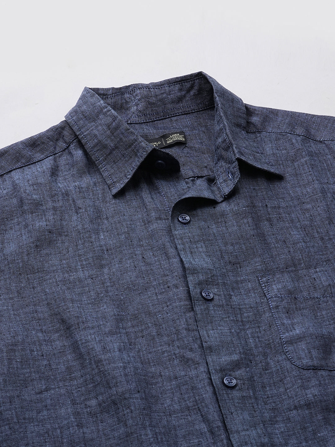 Men's Navy 100% Linen Regular Fit Shirt