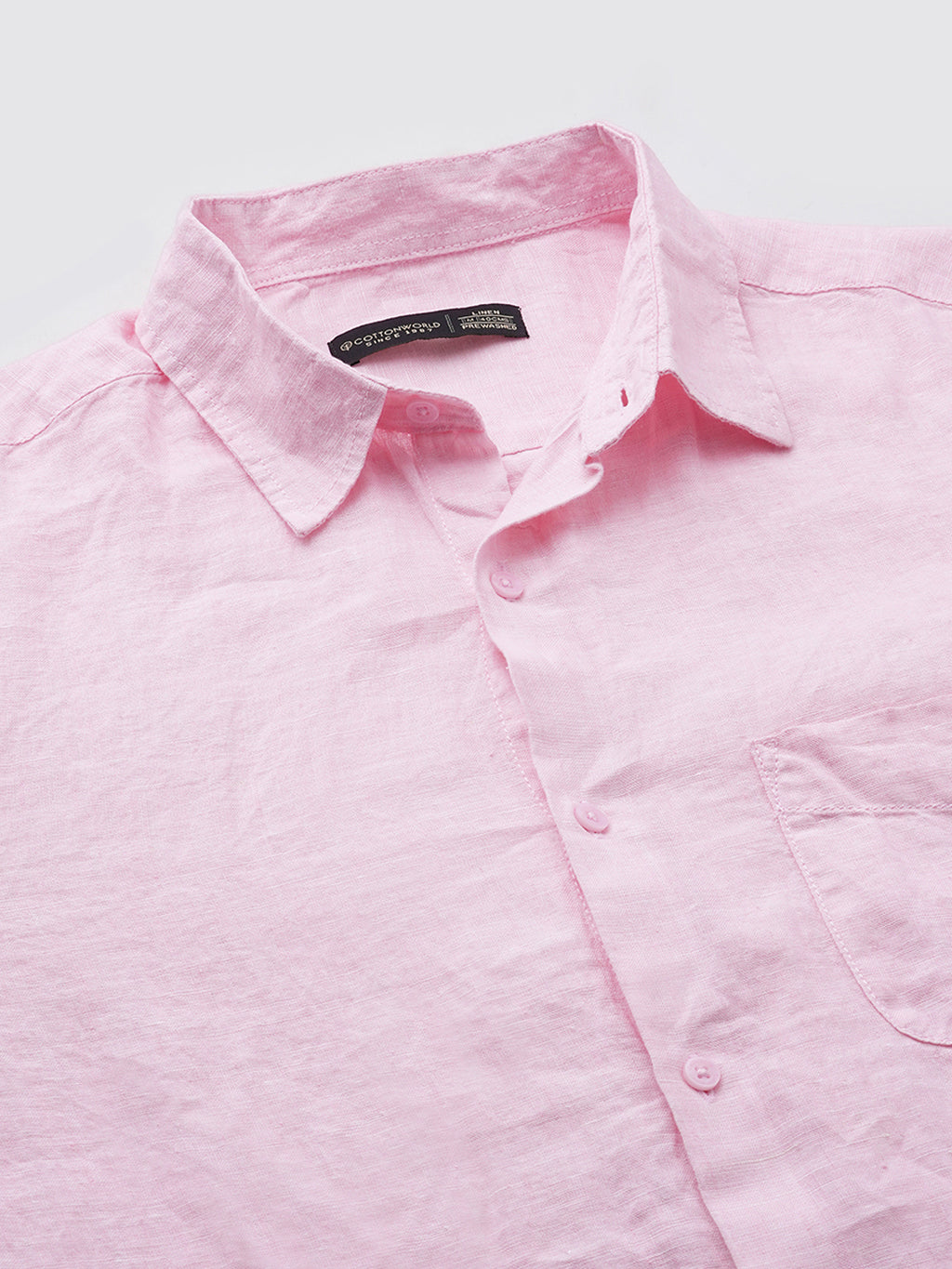 Men's Pink 100% Linen Regular Fit Shirt