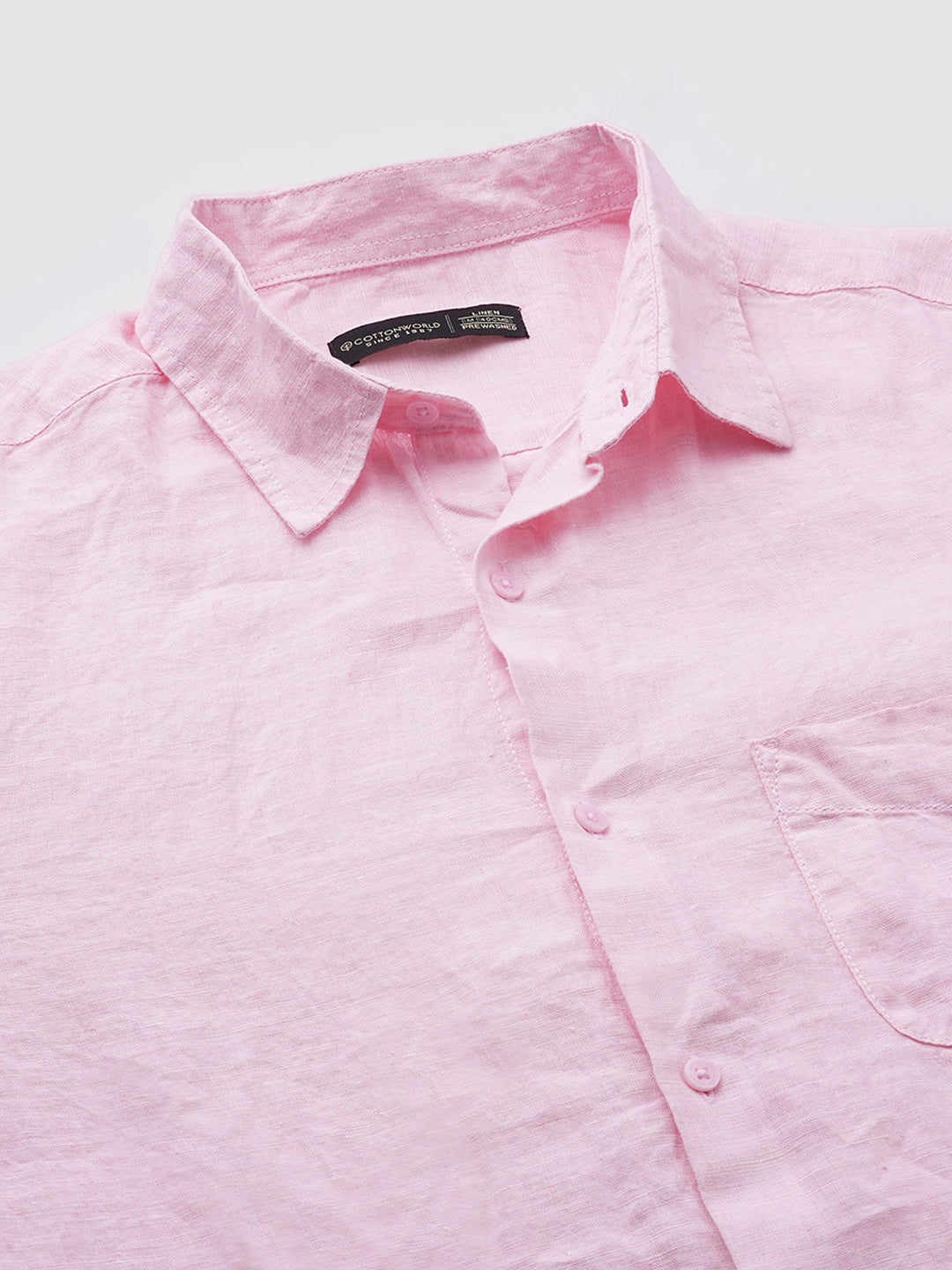 Men's Pink 100% Linen Regular Fit Shirt