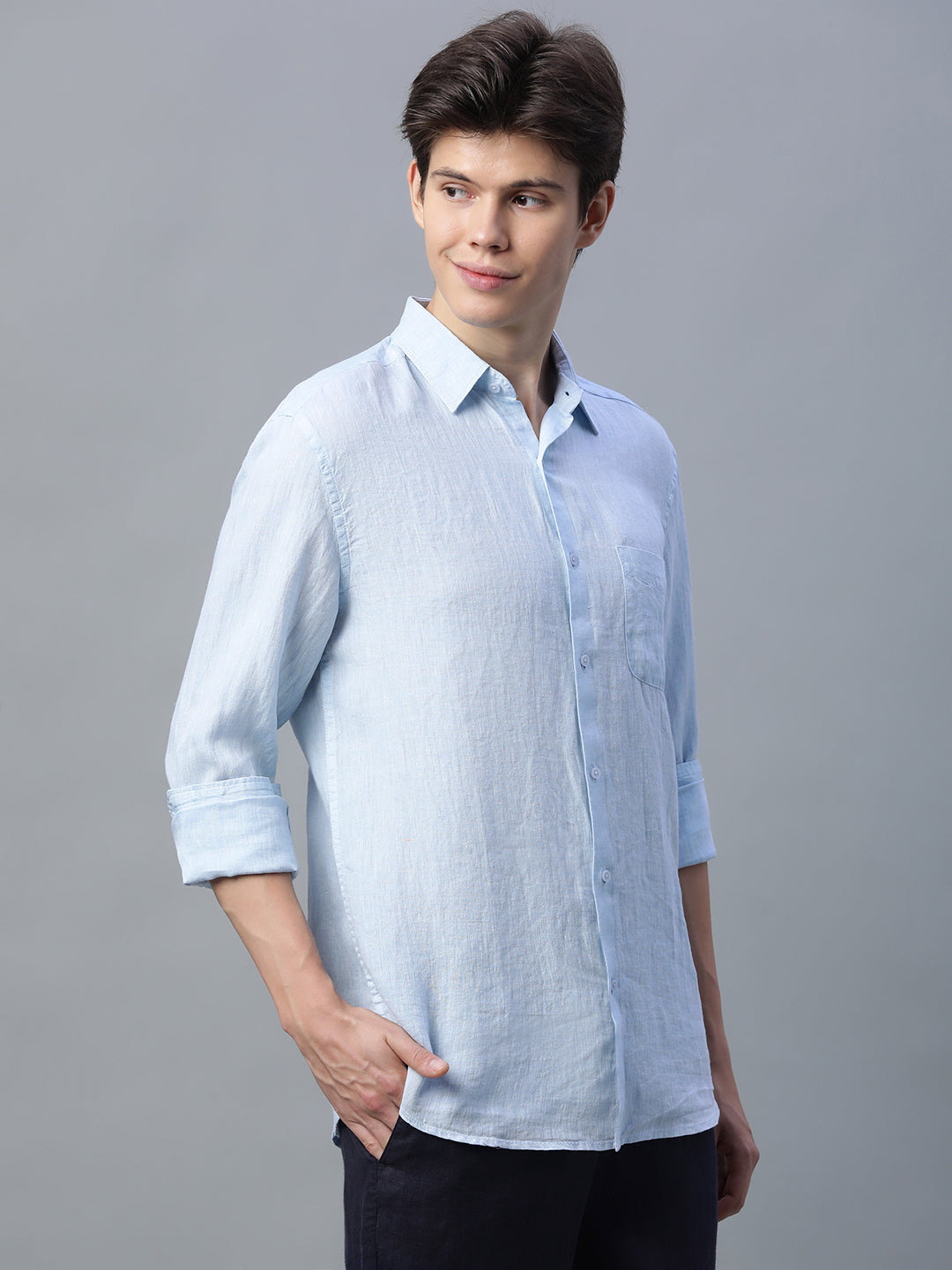 Men's Sky 100% Linen Regular Fit Shirt