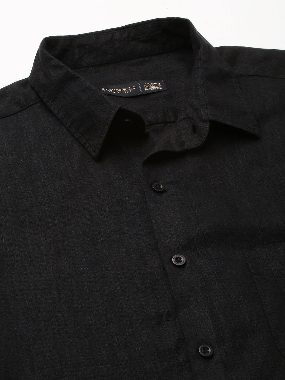Men's Black 100% Linen Regular Fit Shirt