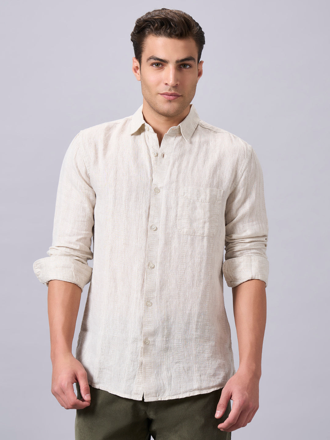 Men's Natural Linen Cotton Regular Fit Shirt