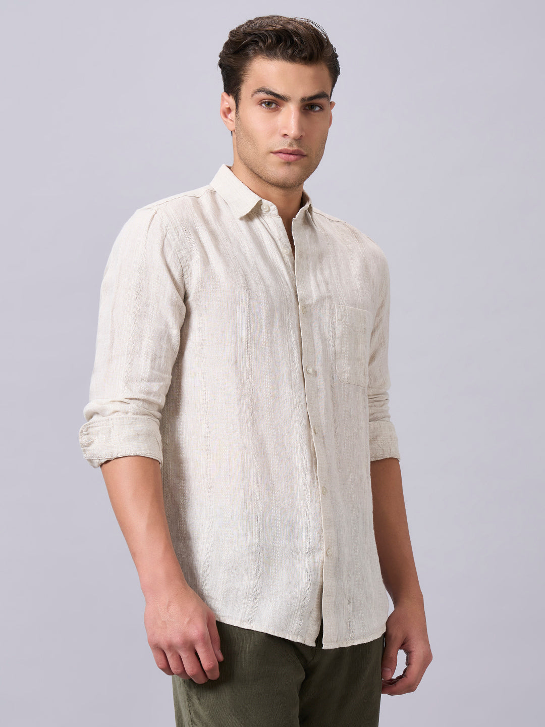 Men's Natural Linen Cotton Regular Fit Shirt