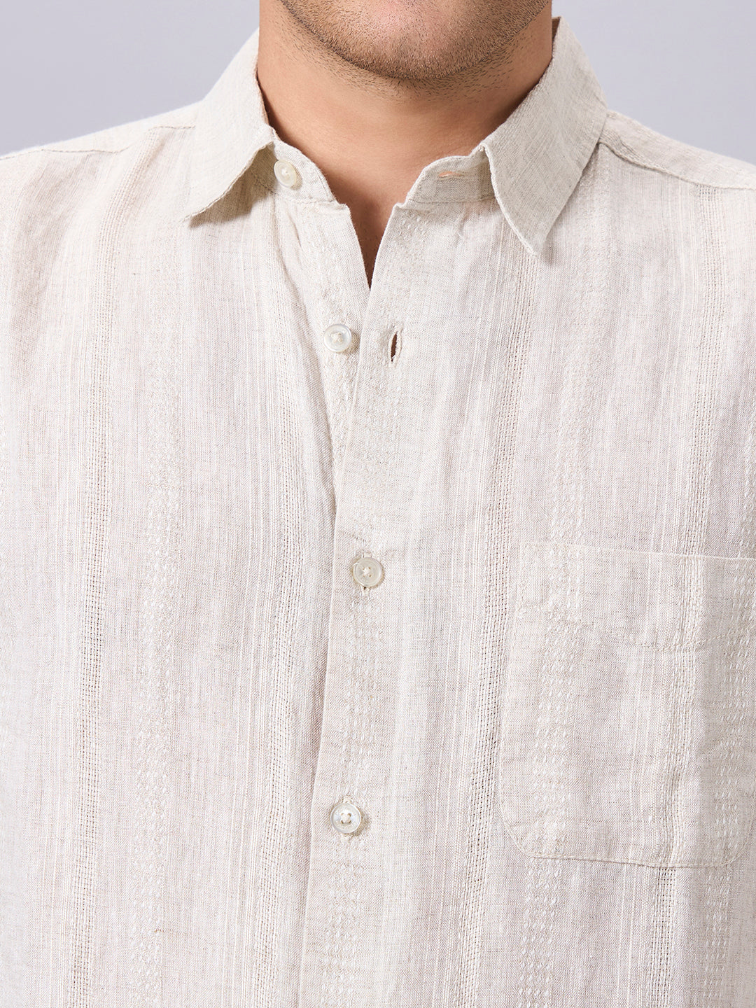 Men's Natural Linen Cotton Regular Fit Shirt