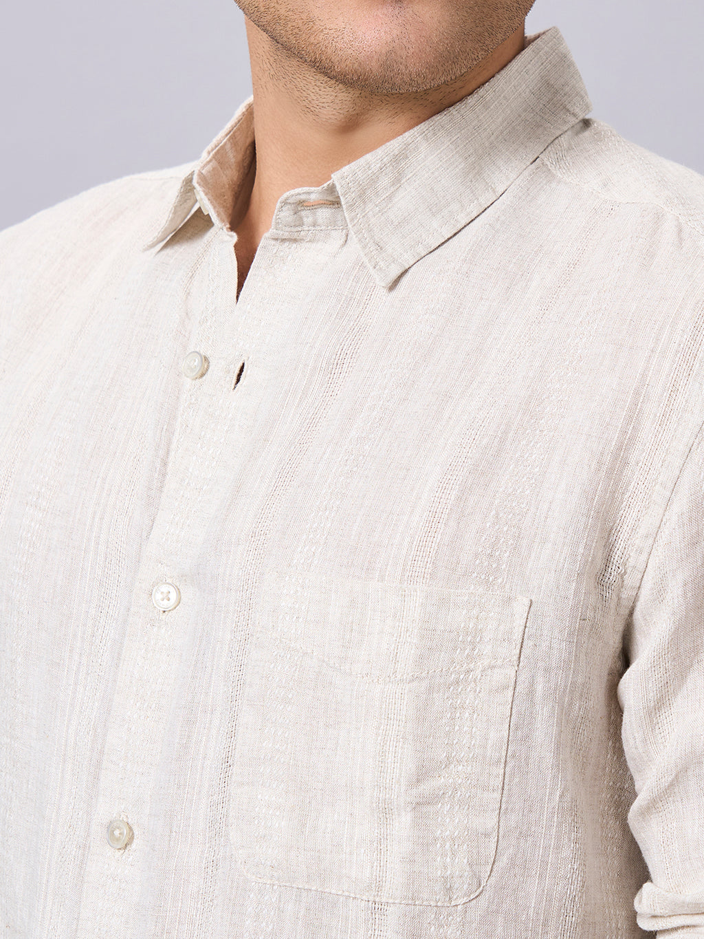 Men's Natural Linen Cotton Regular Fit Shirt