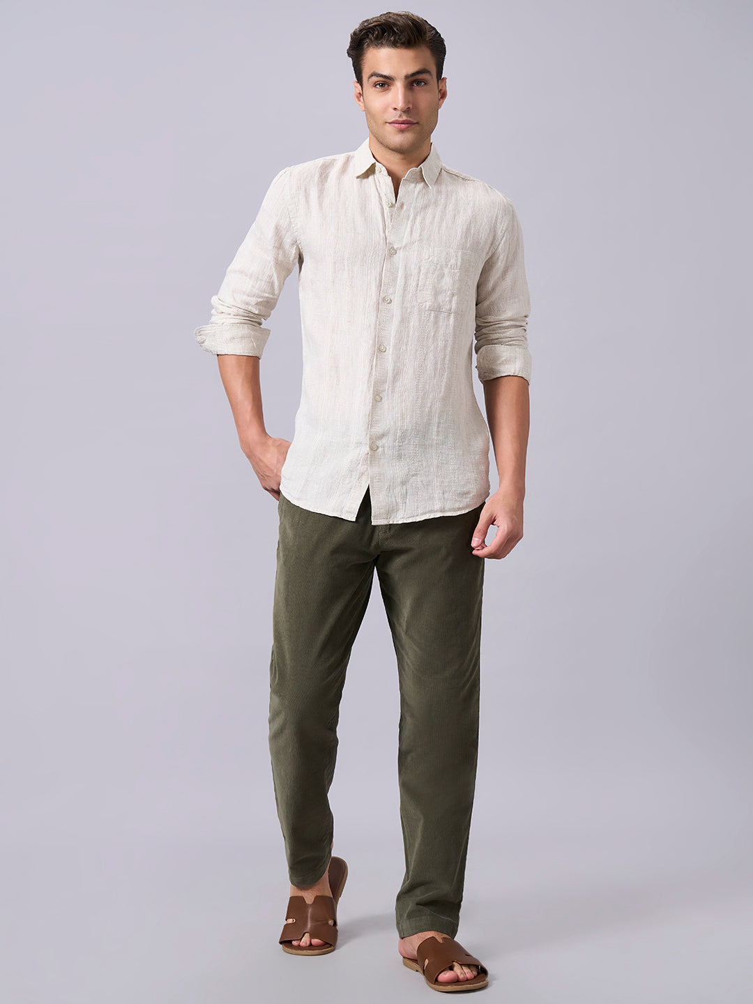Buy Men's Linen Cotton Casual Wear Regular Fit Shirts|Cottonworld