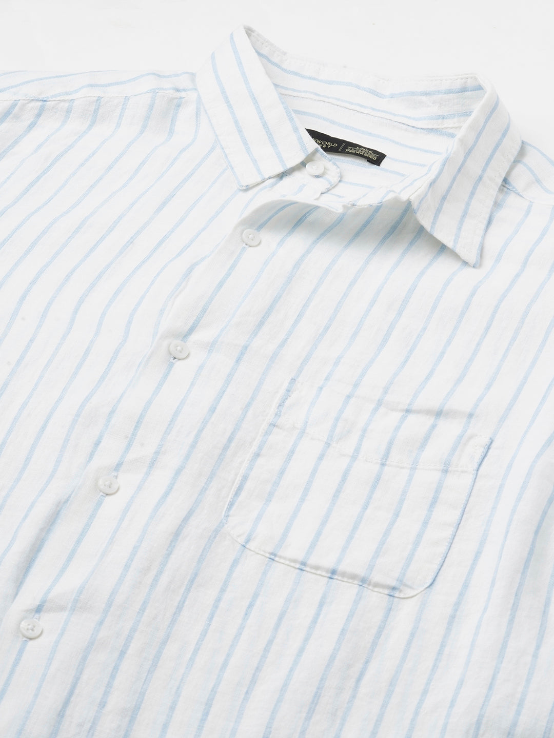 Men's Blue 100% Linen Regular Fit Shirt