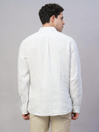 Men's Blue 100% Linen Regular Fit Shirt