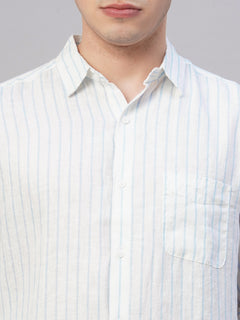 Men’s Linen Regular Fit Full Sleeve Shirt Blue