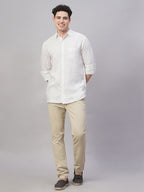 Men's Lilac 100% Linen Regular Fit Shirt