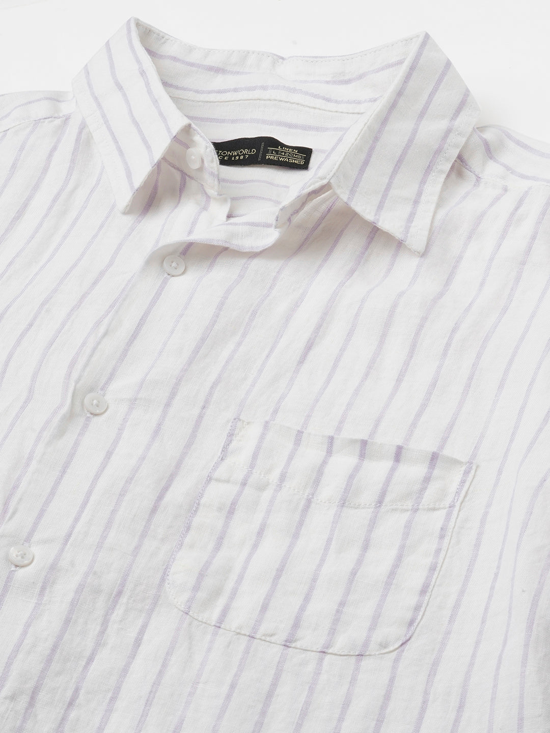 Men's Lilac 100% Linen Regular Fit Shirt