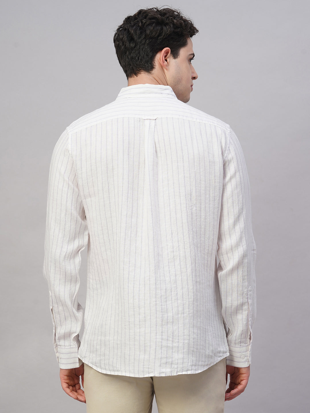 Men's Lilac 100% Linen Regular Fit Shirt