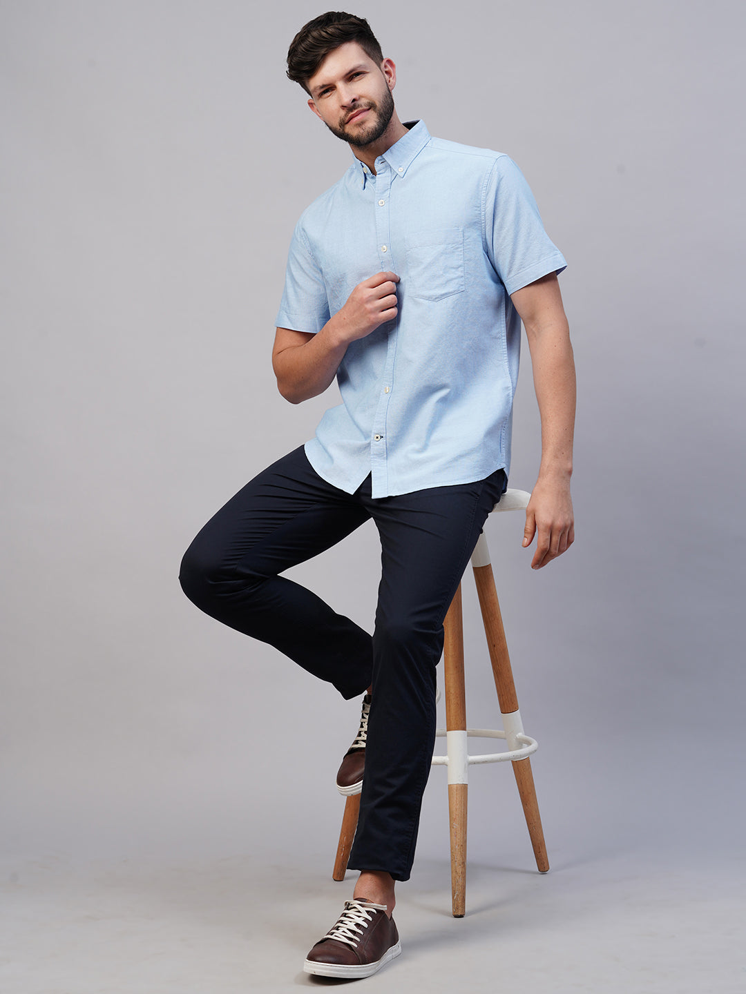 Men's Cotton Blue Regular Fit Shirt
