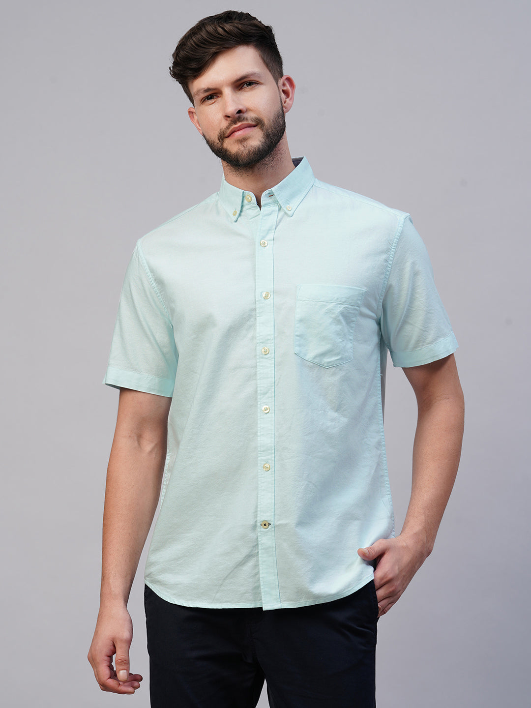 Men's Cotton Mint Regular Fit Shirt