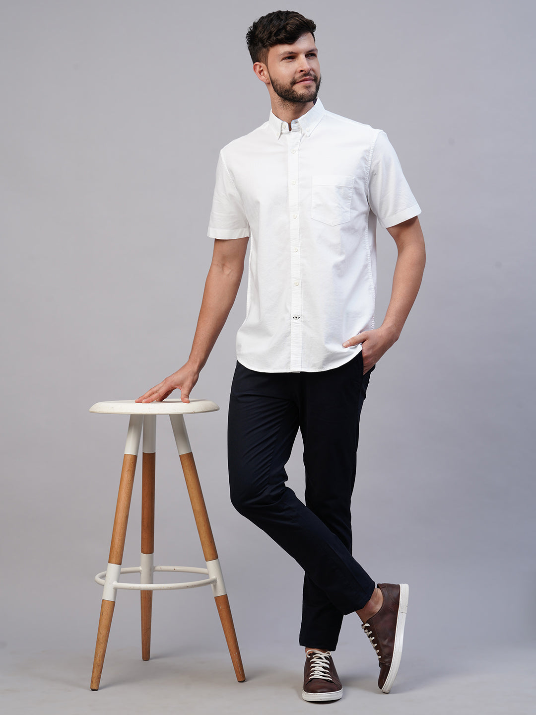 Men's Cotton White Regular Fit Shirt