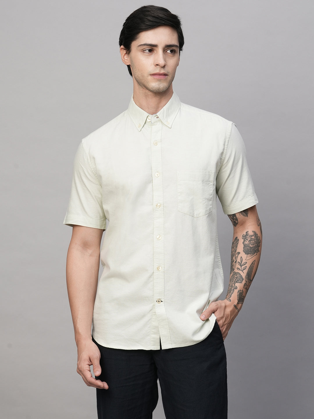 Men's Mint Oxford Cotton Regular Fit Shirts