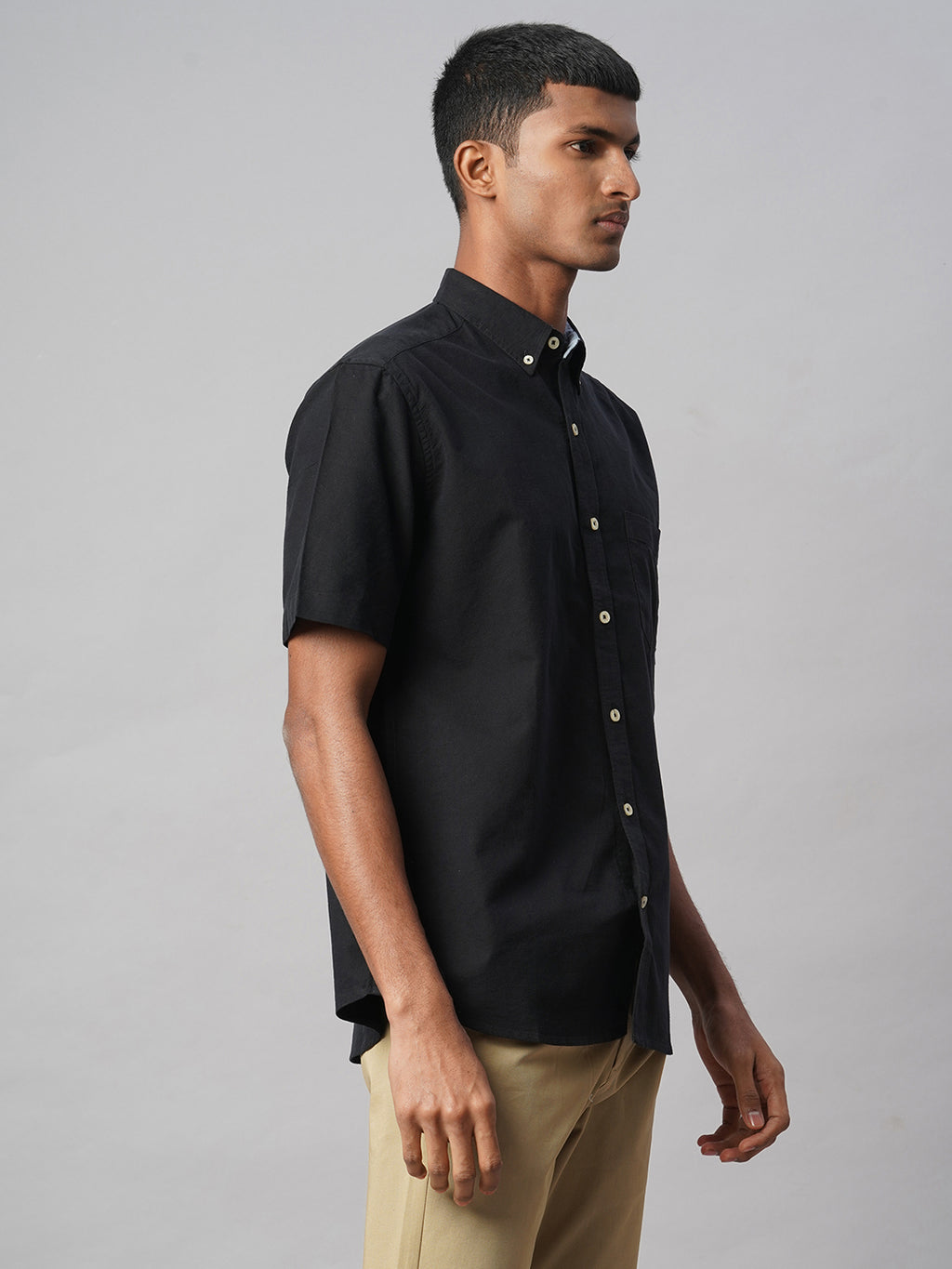 Men's Black Oxford 100% Cotton Regular Fit Shirt