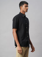 Men's Black Oxford 100% Cotton Regular Fit Shirt