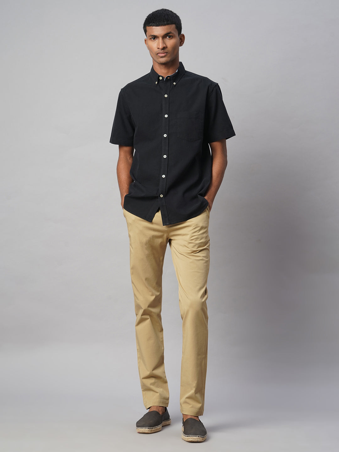 Men's Black Oxford 100% Cotton Regular Fit Shirt