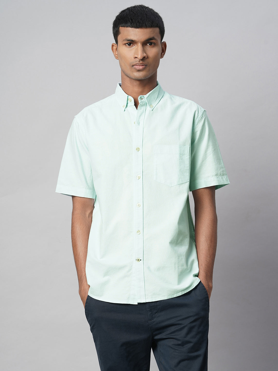 Men's Mint Oxford 100% Cotton Regular Fit Shirt