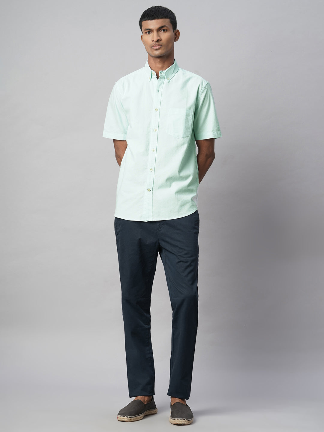 Men's Mint Oxford 100% Cotton Regular Fit Shirt