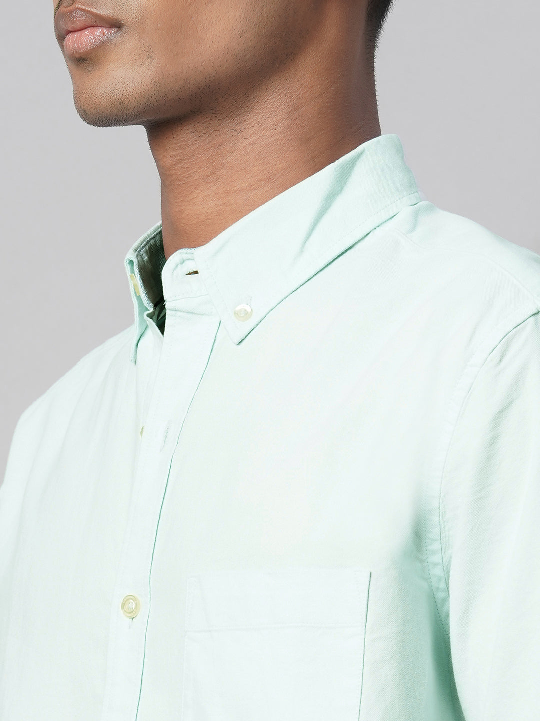 Men's Mint Oxford 100% Cotton Regular Fit Shirt