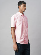 Men's Pink Oxford 100% Cotton Regular Fit Shirt