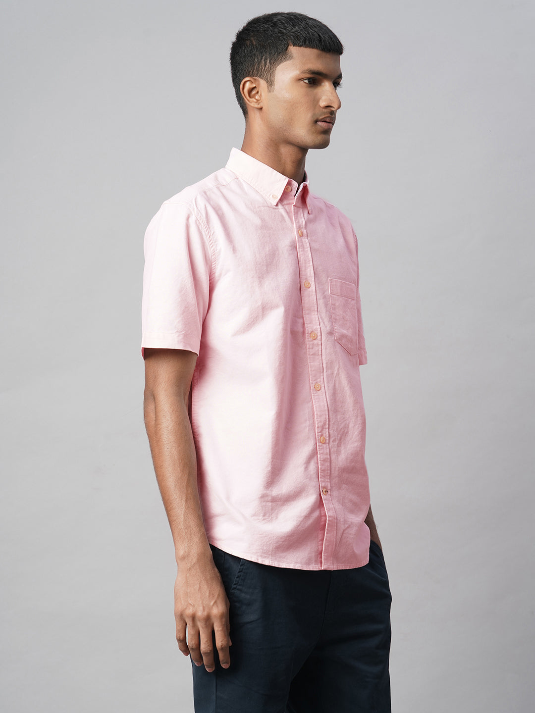 Men's Pink Oxford 100% Cotton Regular Fit Shirt