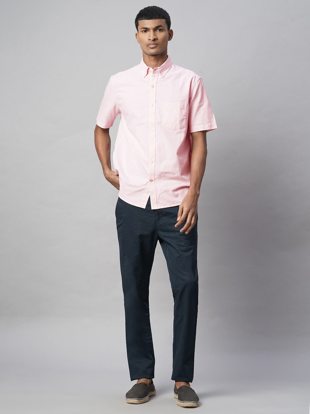 Men's Pink Oxford 100% Cotton Regular Fit Shirt