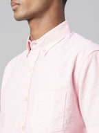 Men's Pink Oxford 100% Cotton Regular Fit Shirt