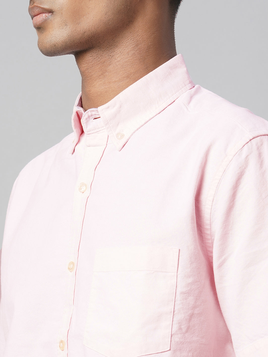 Men's Pink Oxford 100% Cotton Regular Fit Shirt